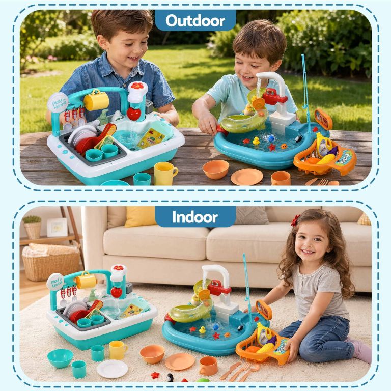 keezi kids pretend kitchen sink and water playset fishing game toys play food keezi kids pretend kitchen sink and water playset fishing game toys play food