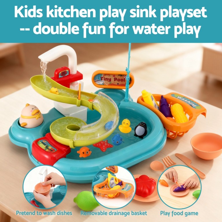 keezi kids pretend play kitchen sink with faucet floating fishing toys play food keezi kids pretend play kitchen sink with faucet floating fishing toys play food