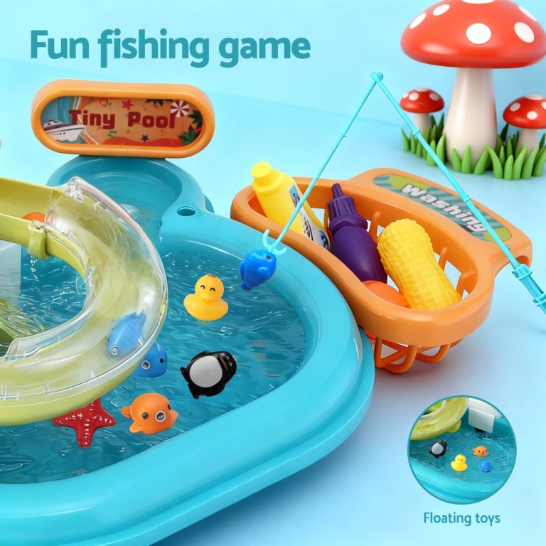 keezi kids pretend play kitchen sink with faucet floating fishing toys play food keezi kids pretend play kitchen sink with faucet floating fishing toys play food