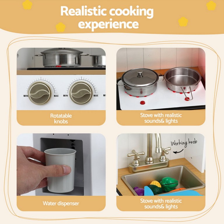 keezi kids kitchen play set wooden pretend toys cooking children storage golden keezi kids kitchen play set wooden pretend toys cooking children storage golden