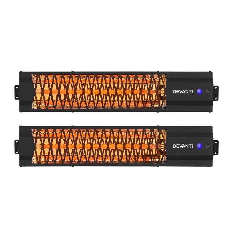 devanti 2pcs electric strip heater radiant infrared heaters 2000w