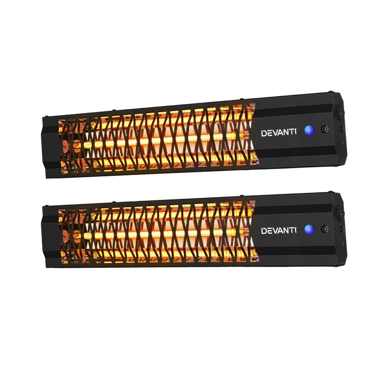 devanti 2pcs electric strip heater radiant infrared heaters 2000w