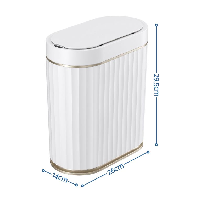 devanti sensor bins 7l motion sensor trash can slim touchless automatic waste bin white
