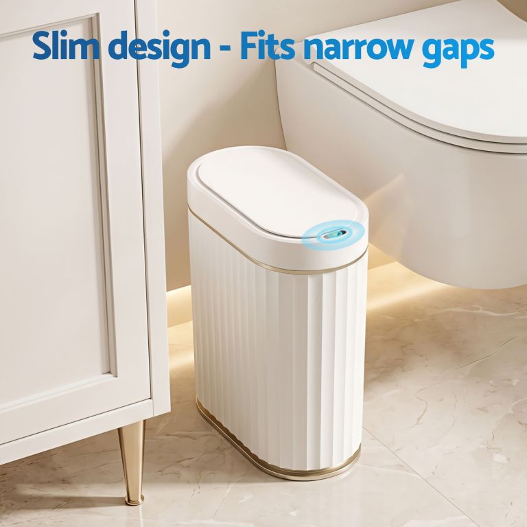 devanti sensor bins 7l motion sensor trash can slim touchless automatic waste bin white
