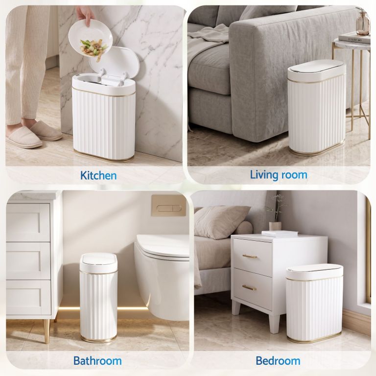 devanti sensor bins 7l motion sensor trash can slim touchless automatic waste bin white