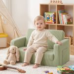 artiss 2 in 1 sofa foam couch with side pocket light green