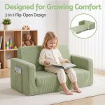 artiss 2 in 1 sofa foam couch with side pocket light green