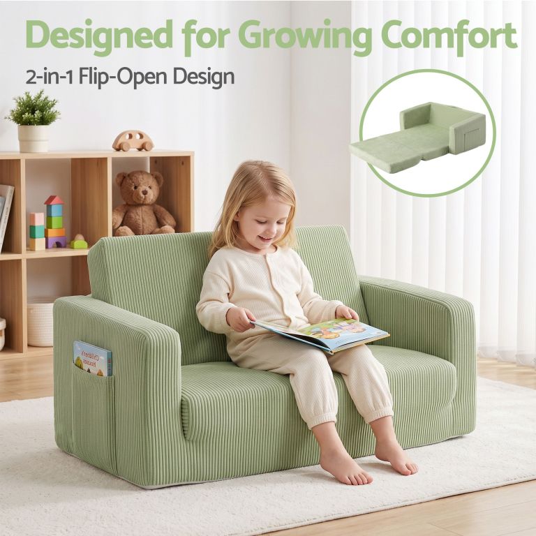 artiss 2 in 1 sofa foam couch with side pocket light green