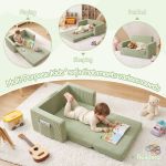 artiss 2 in 1 sofa foam couch with side pocket light green