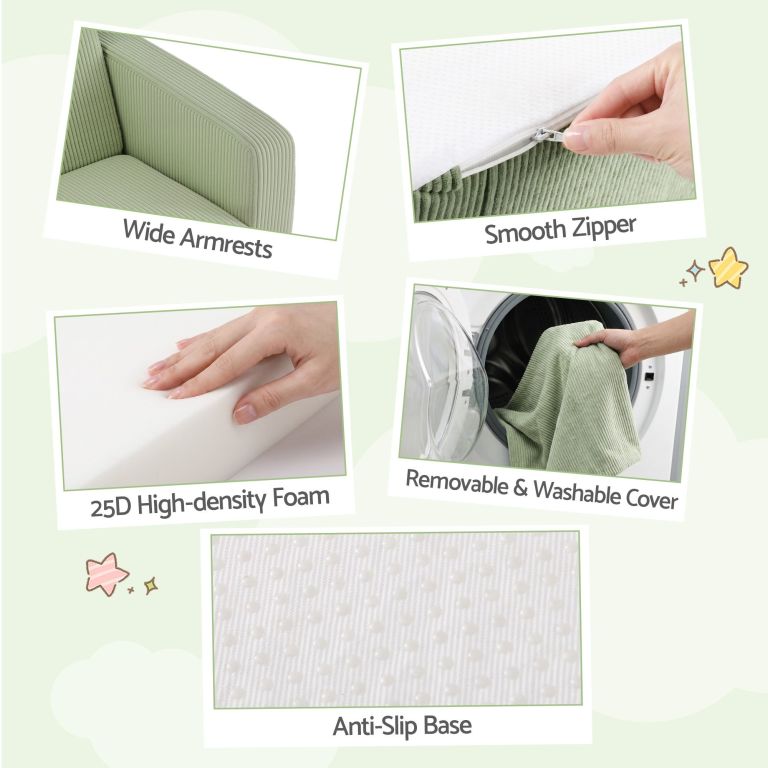 artiss 2 in 1 sofa foam couch with side pocket light green