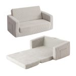artiss 2 in 1 sofa foam couch with side pocket light grey