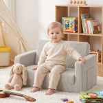 artiss 2 in 1 sofa foam couch with side pocket light grey