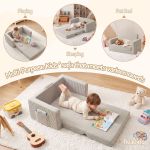 artiss 2 in 1 sofa foam couch with side pocket light grey