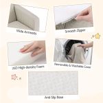 artiss 2 in 1 sofa foam couch with side pocket light grey