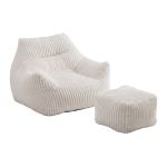 artiss bean bag sofa w/ottoman corduroy for adults teens white