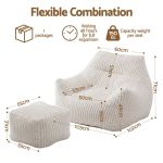 artiss bean bag sofa w/ottoman corduroy for adults teens white