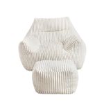 artiss bean bag sofa w/ottoman corduroy for adults teens white