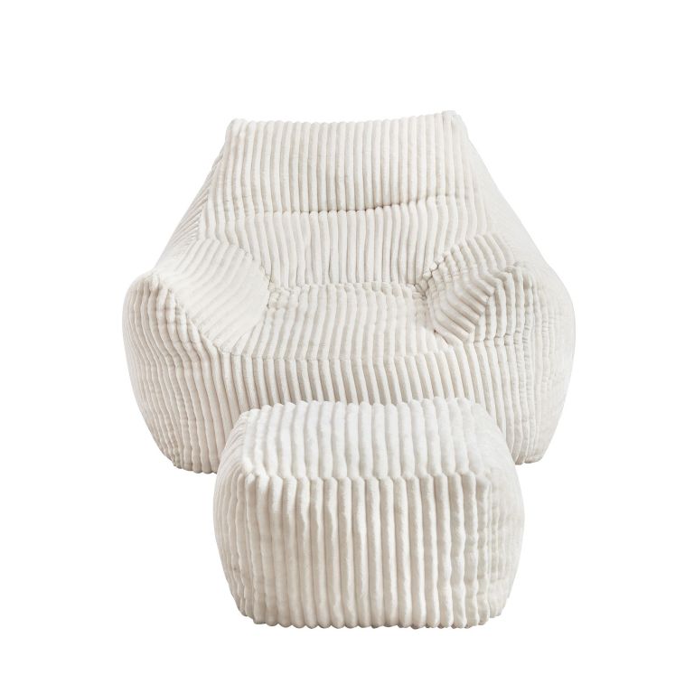 artiss bean bag sofa w/ottoman corduroy for adults teens white