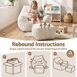 artiss bean bag sofa w/ottoman corduroy for adults teens white