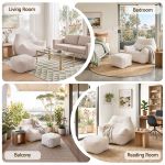 artiss bean bag sofa w/ottoman corduroy for adults teens white