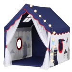 keezi kids play tent playhouse castle with floor mat string ball light 134x103cm