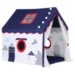 keezi kids play tent playhouse castle with floor mat string ball light 134x103cm