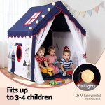 keezi kids play tent playhouse castle with floor mat string ball light 134x103cm