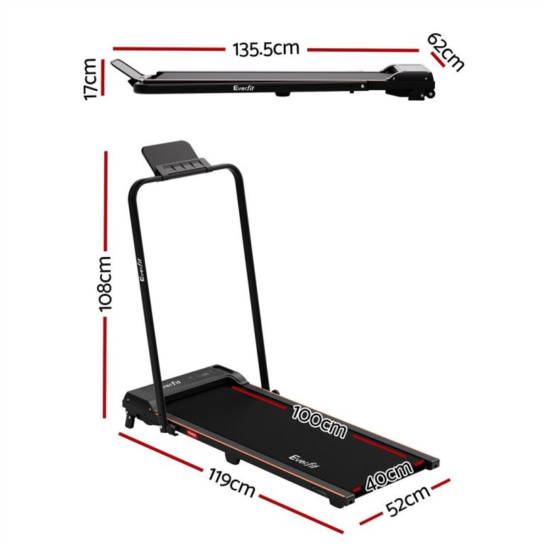 everfit 3 in 1 walking pad treadmill 12% incline foldable under desk treadmills for home gym with 40cm wide belt black