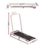 everfit 3 in 1 walking pad treadmill 12% incline foldable under desk treadmills for home gym with 40cm wide belt pink