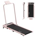 everfit 3 in 1 walking pad treadmill 12% incline foldable under desk treadmills for home gym with 40cm wide belt pink