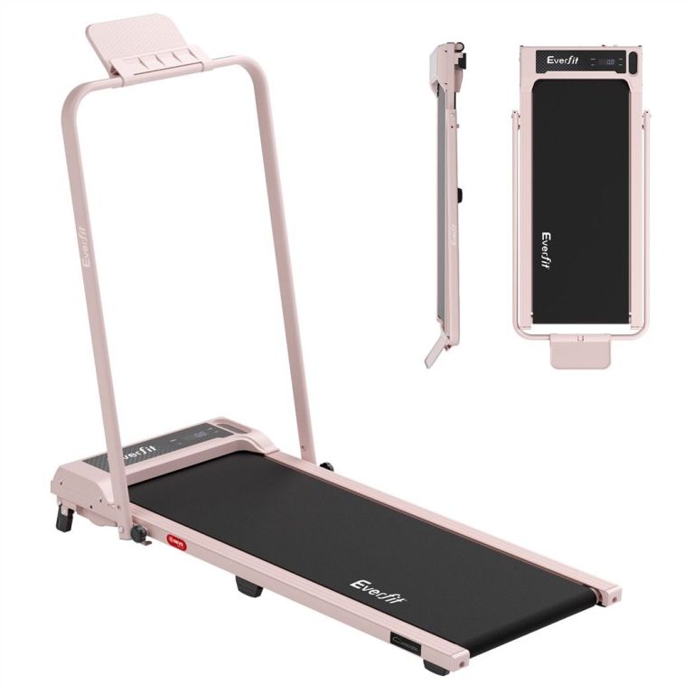 everfit 3 in 1 walking pad treadmill 12% incline foldable under desk treadmills for home gym with 40cm wide belt pink