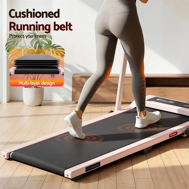everfit 3 in 1 walking pad treadmill 12% incline foldable under desk treadmills for home gym with 40cm wide belt pink