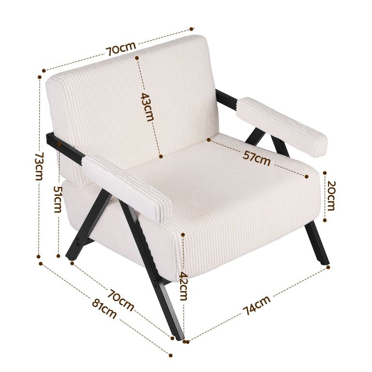artiss compressed armchair white corduroy accent chair for small space artiss compressed armchair white corduroy accent chair for small space
