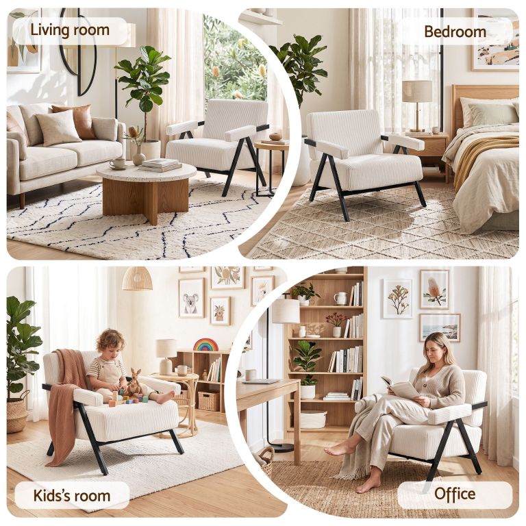 artiss compressed armchair white corduroy accent chair for small space artiss compressed armchair white corduroy accent chair for small space