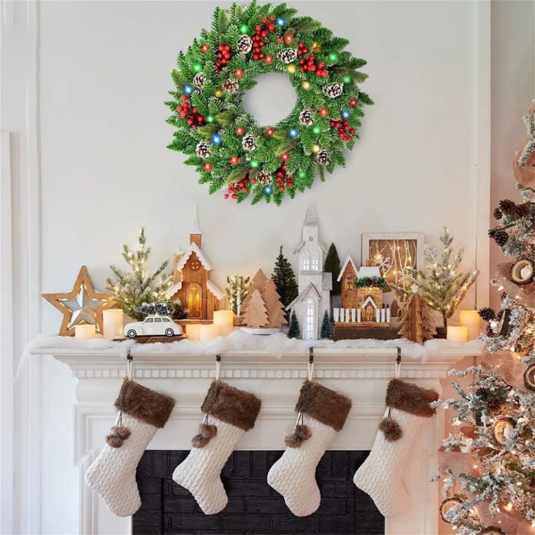 pre lit christmas wreath with led lights