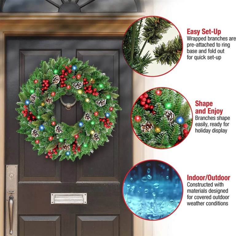 pre lit christmas wreath with led lights