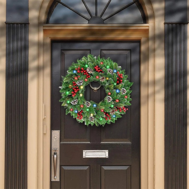 pre lit christmas wreath with led lights