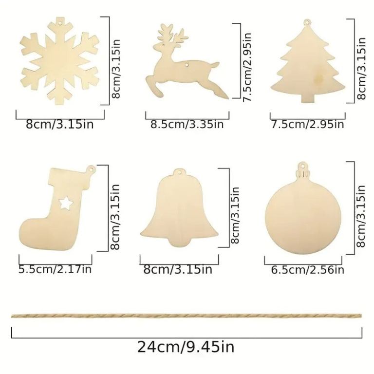 diy wooden christmas tree ornaments craft set (60pcs)