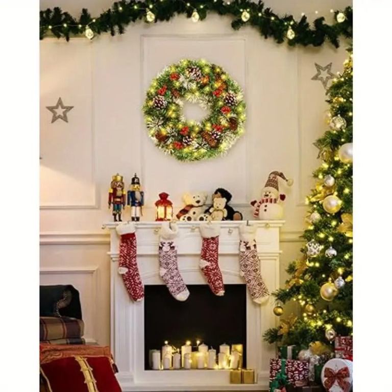 christmas wreath pre lit pine cone led decoration christmas wreath pre lit pine cone led decoration
