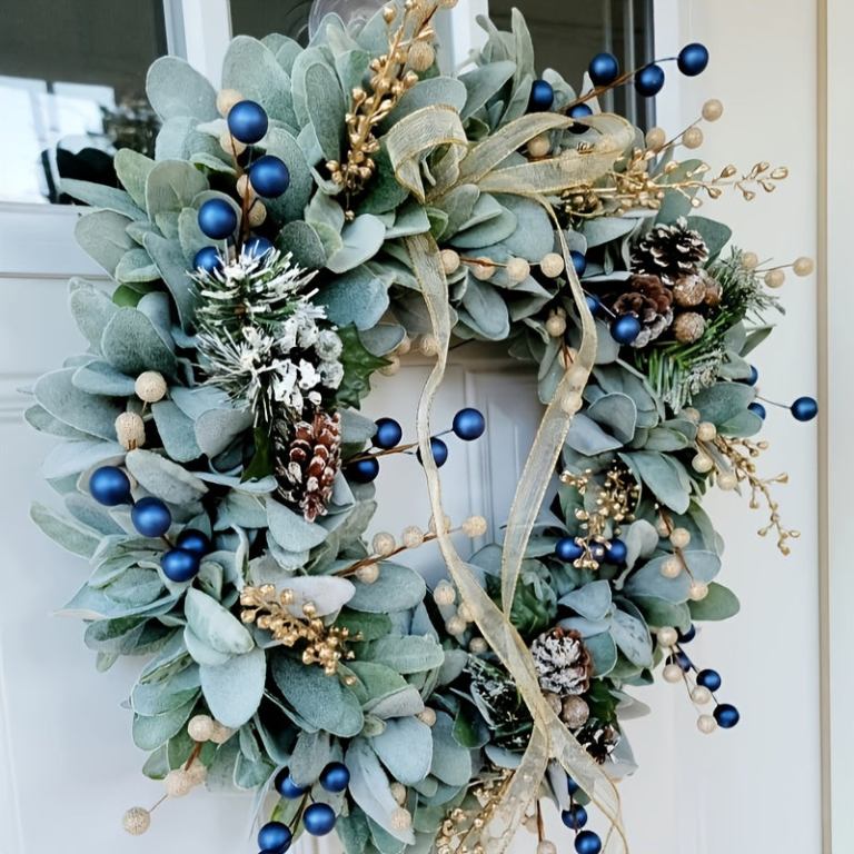 blueberry eucalyptus wreath with golden accents blueberry eucalyptus wreath with golden accents