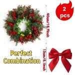 artificial christmas wreath with red bow (2pcs) artificial christmas wreath with red bow (2pcs)