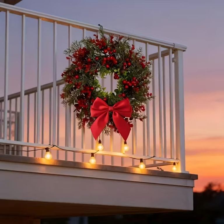 artificial christmas wreath with red bow (2pcs) artificial christmas wreath with red bow (2pcs)