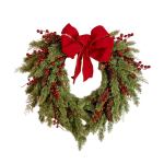 pine needle red berry wreath with heart bow pine needle red berry wreath with heart bow
