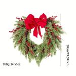 pine needle red berry wreath with heart bow pine needle red berry wreath with heart bow