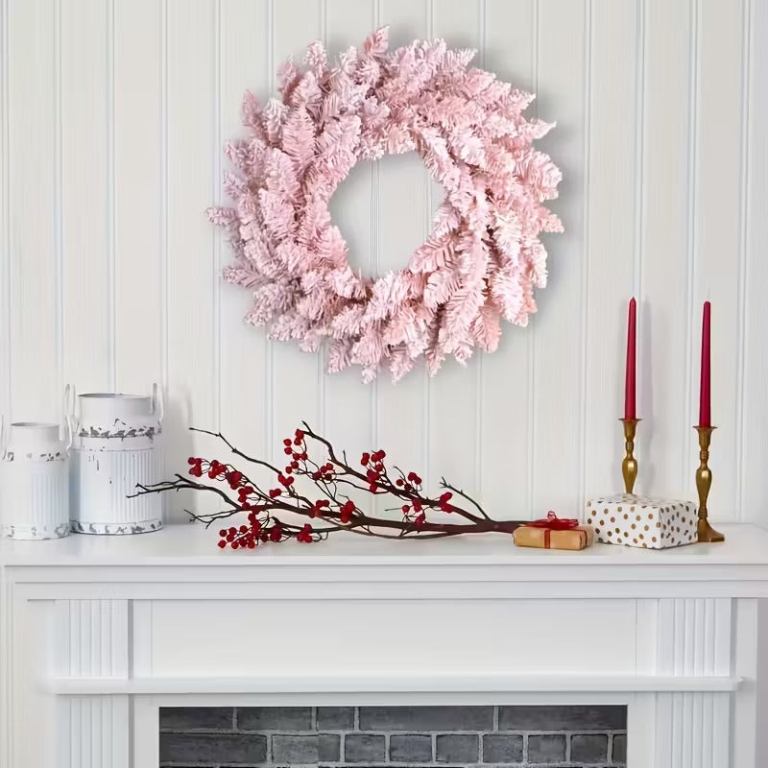 pink snowy pine christmas wreath pink snowy pine christmas wreath
