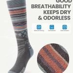 outdoormaster ski socks 3 pack merino wool, over the calf non slip cuff for men & women