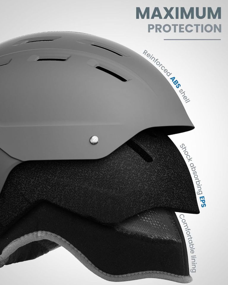 outdoormaster kelvin ii ski snow sport helmet | adjustable dial fit snowboard helmet for men women & youth,astm certified,14 vents matte gray m