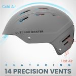 outdoormaster kelvin ii ski snow sport helmet | adjustable dial fit snowboard helmet for men women & youth,astm certified,14 vents matte gray m