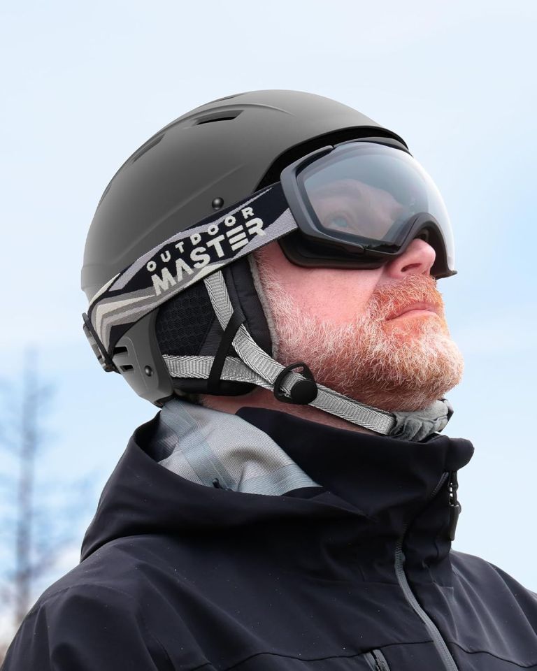 outdoormaster kelvin ii ski snow sport helmet | adjustable dial fit snowboard helmet for men women & youth,astm certified,14 vents matte gray m