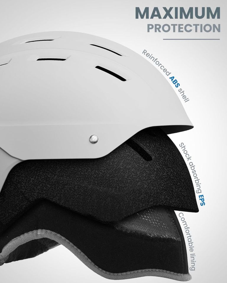 outdoormaster kelvin ii ski snow sport helmet | adjustable dial fit snowboard helmet for men women & youth,astm certified,14 vents matte white l